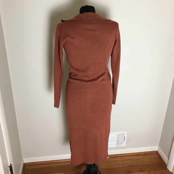 ASOS Cognac Brown Cardigan Sweater Dress - Picture 4 of 6